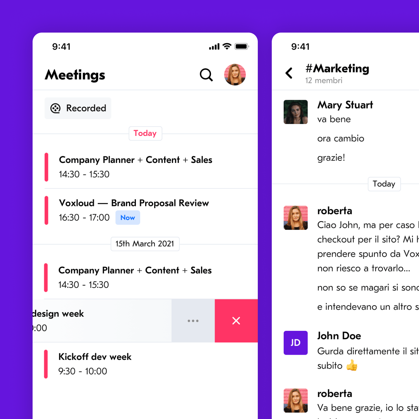 SaaS app interface