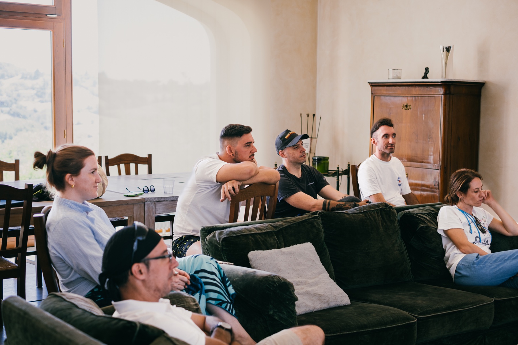 Team gathered in the living room
