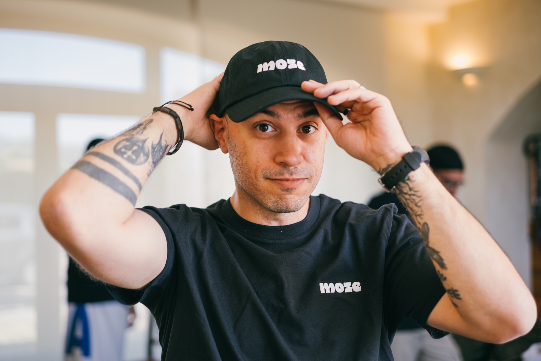 Person wearing a Moze cap