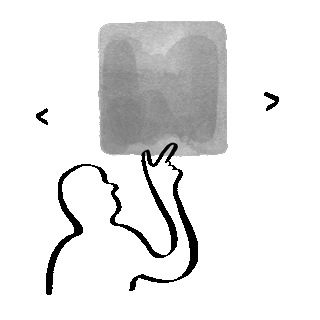 Una persona disegnata a mano sceglie tra diverse possibilità.