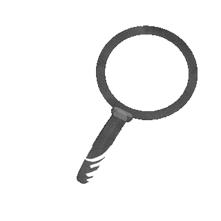 Una persona disegnata a mano osserva da vicino attraverso una lente di ingrandimento.