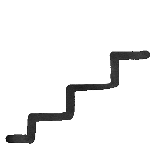 Due piedi disegnati a mano avanzano lungo una scala.