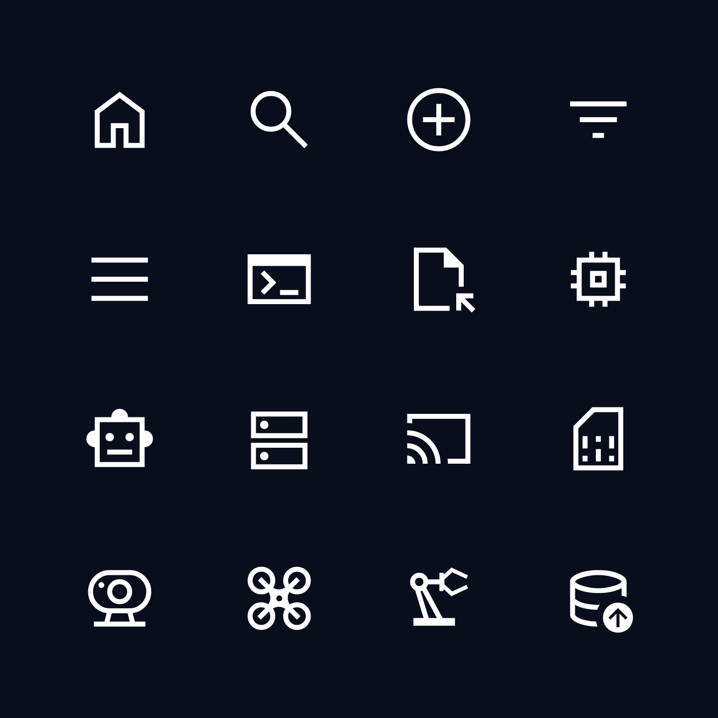 Icon system designed for the Cyberwave visual identity.