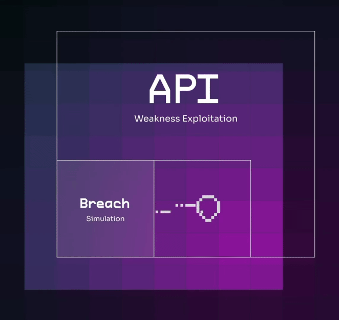 Illustrazione animata del sito Equixly con i messaggi «API Weakness Exploitation» e «Breach Simulation».