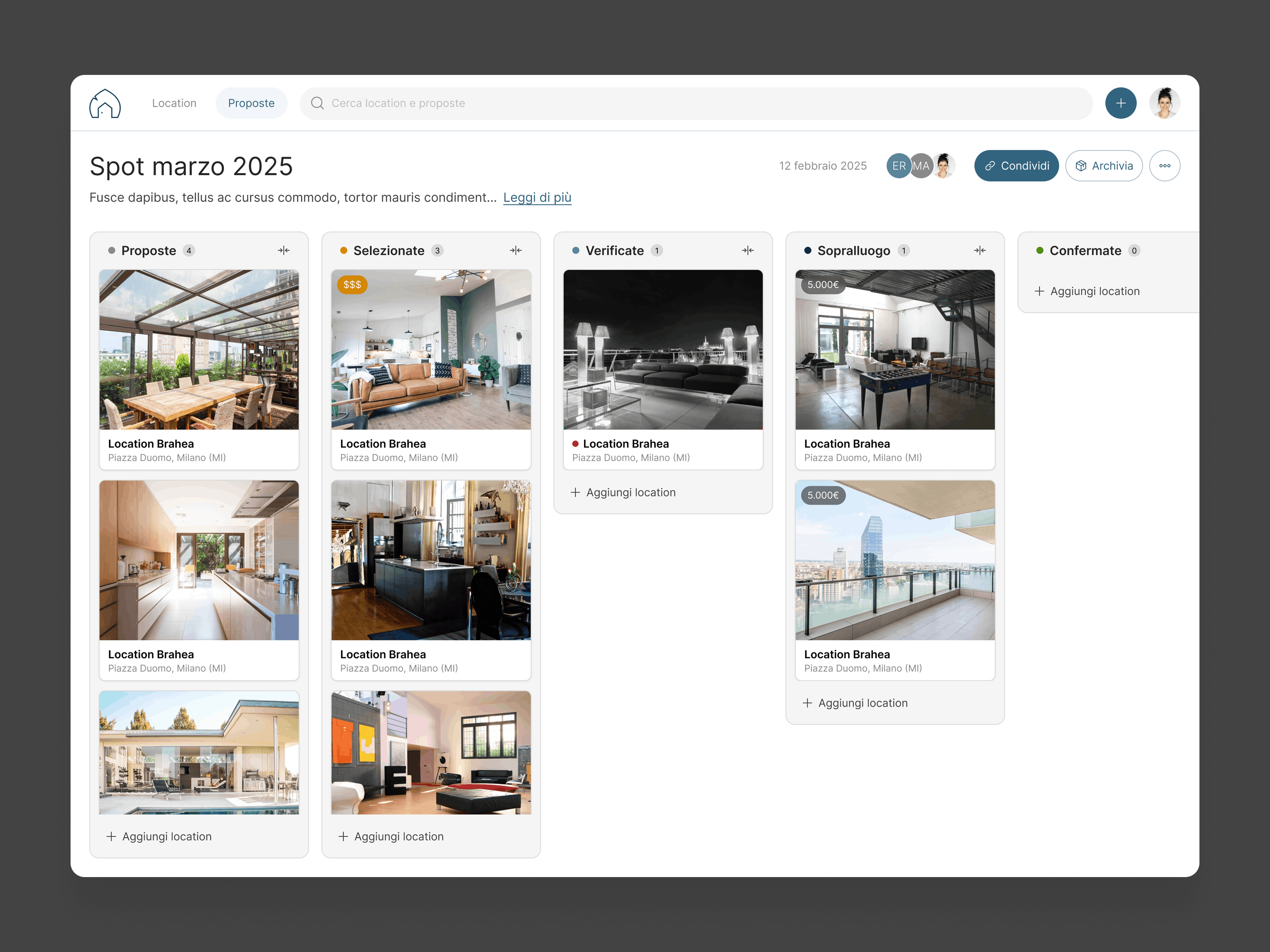 Commercial proposal workflow in Pachira