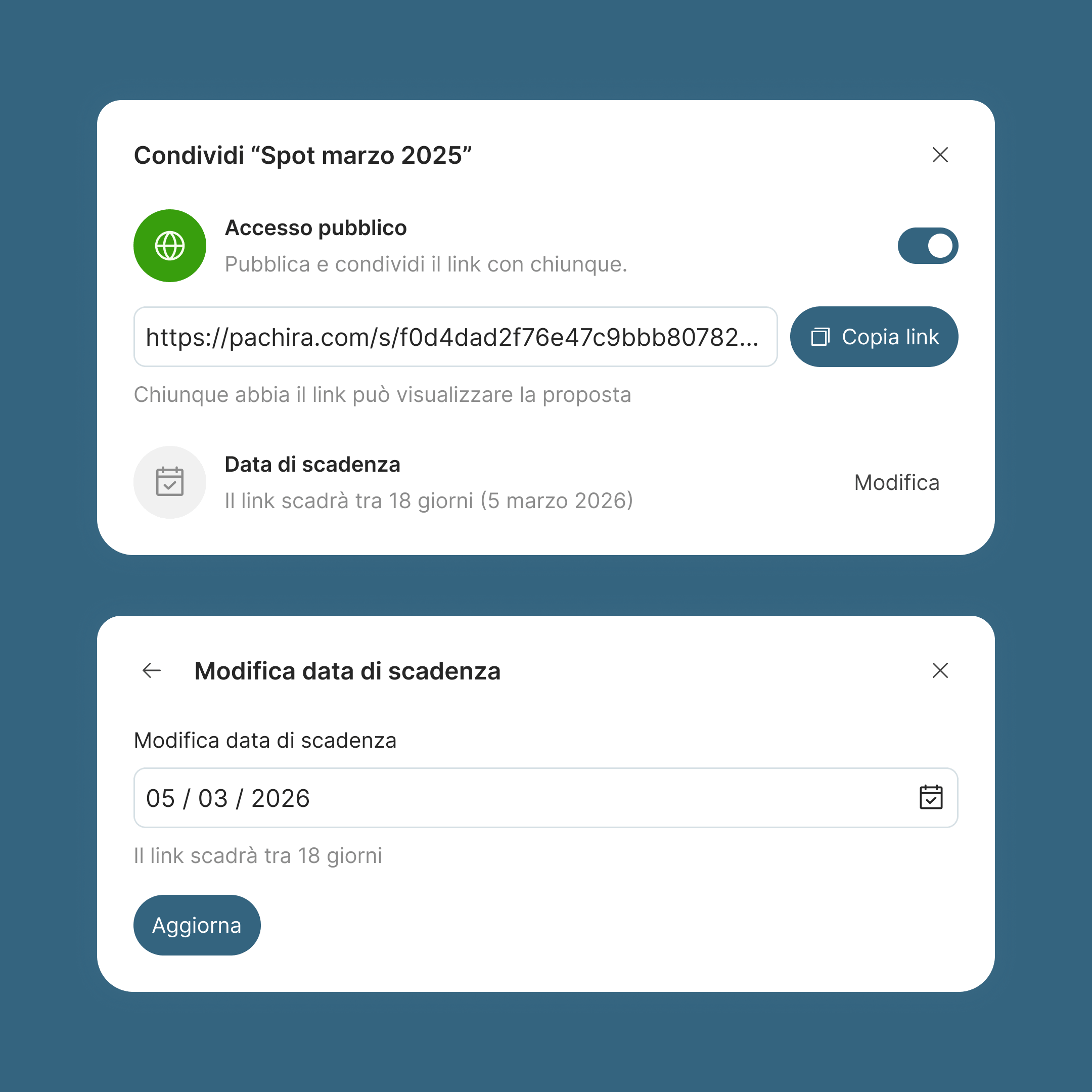 Esperienza utente dell'app Pachira