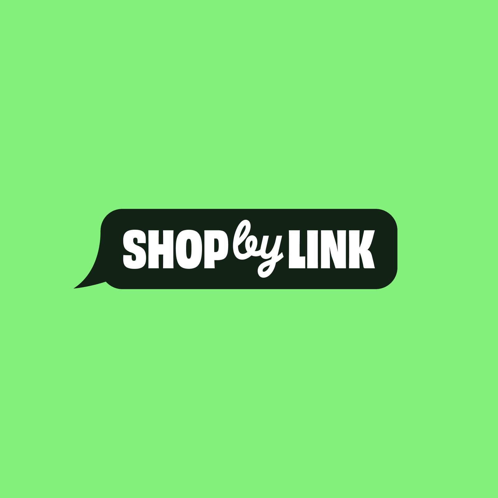 Logo Shop by Link applicato a un sistema visivo verde e nero.
