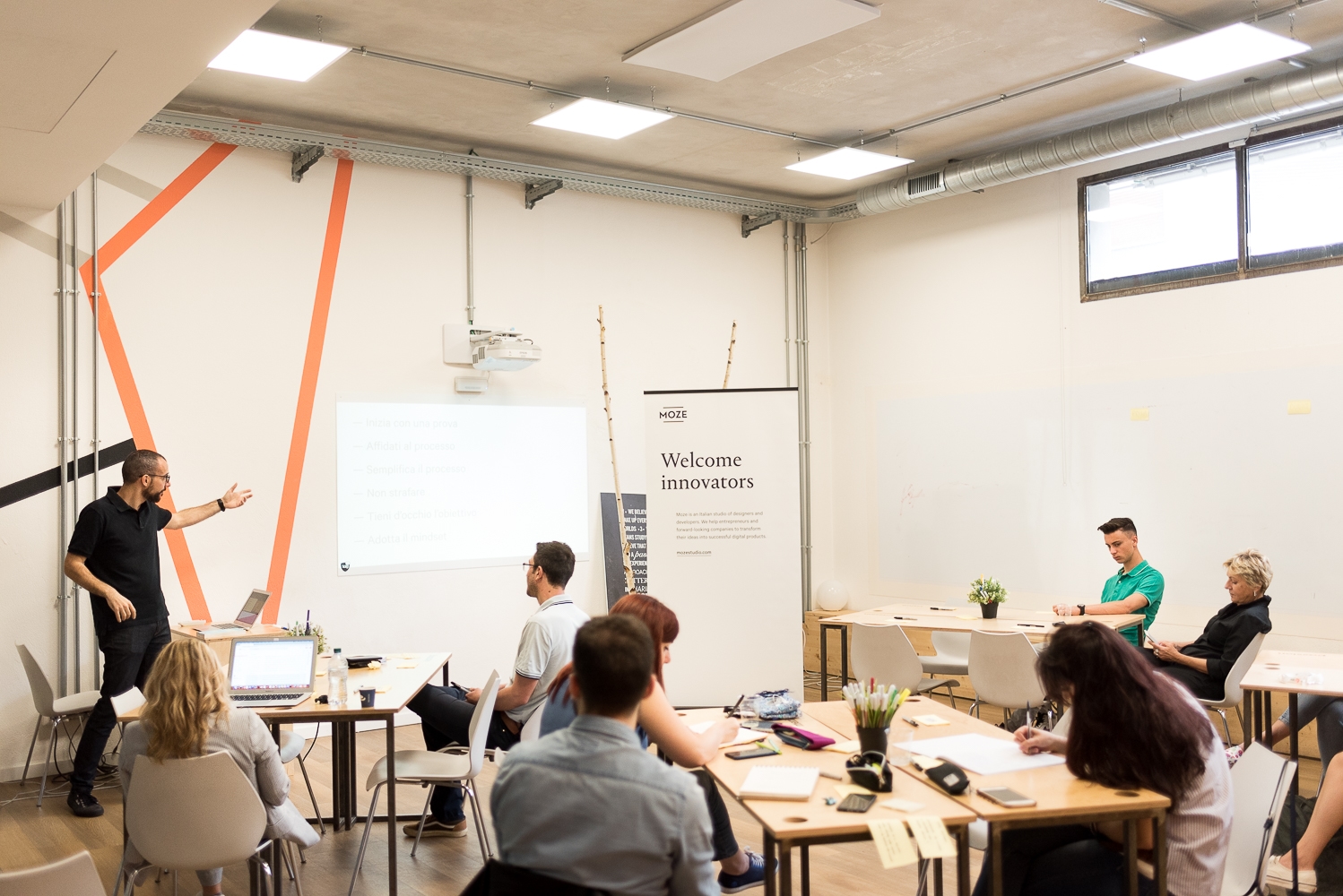 Il team di Moze durante un co-design workshop con il team di un cliente.